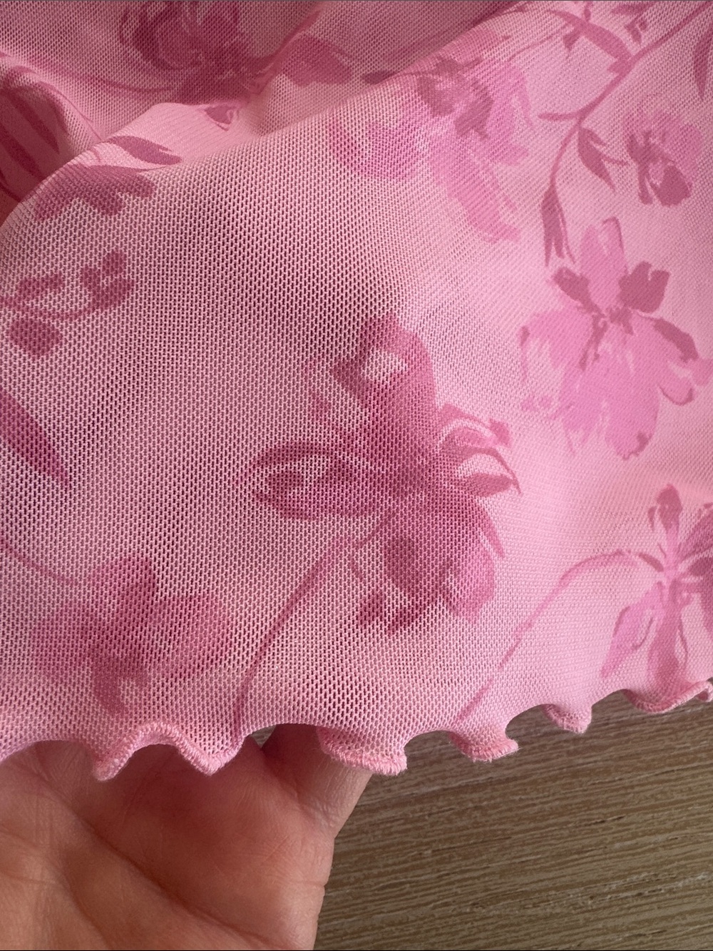 bp Pink Floral mesh Ruffle Strap Camisole - Picture 2 of 3
